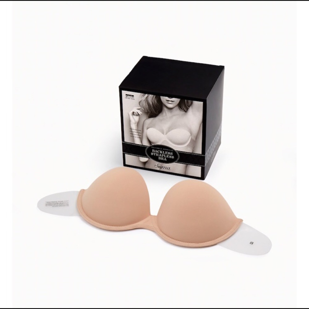 Backless strapless reusable adhesive Soma bra